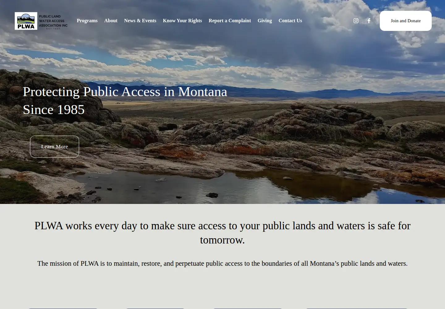 Captured homepage of plwa.org in the current scan