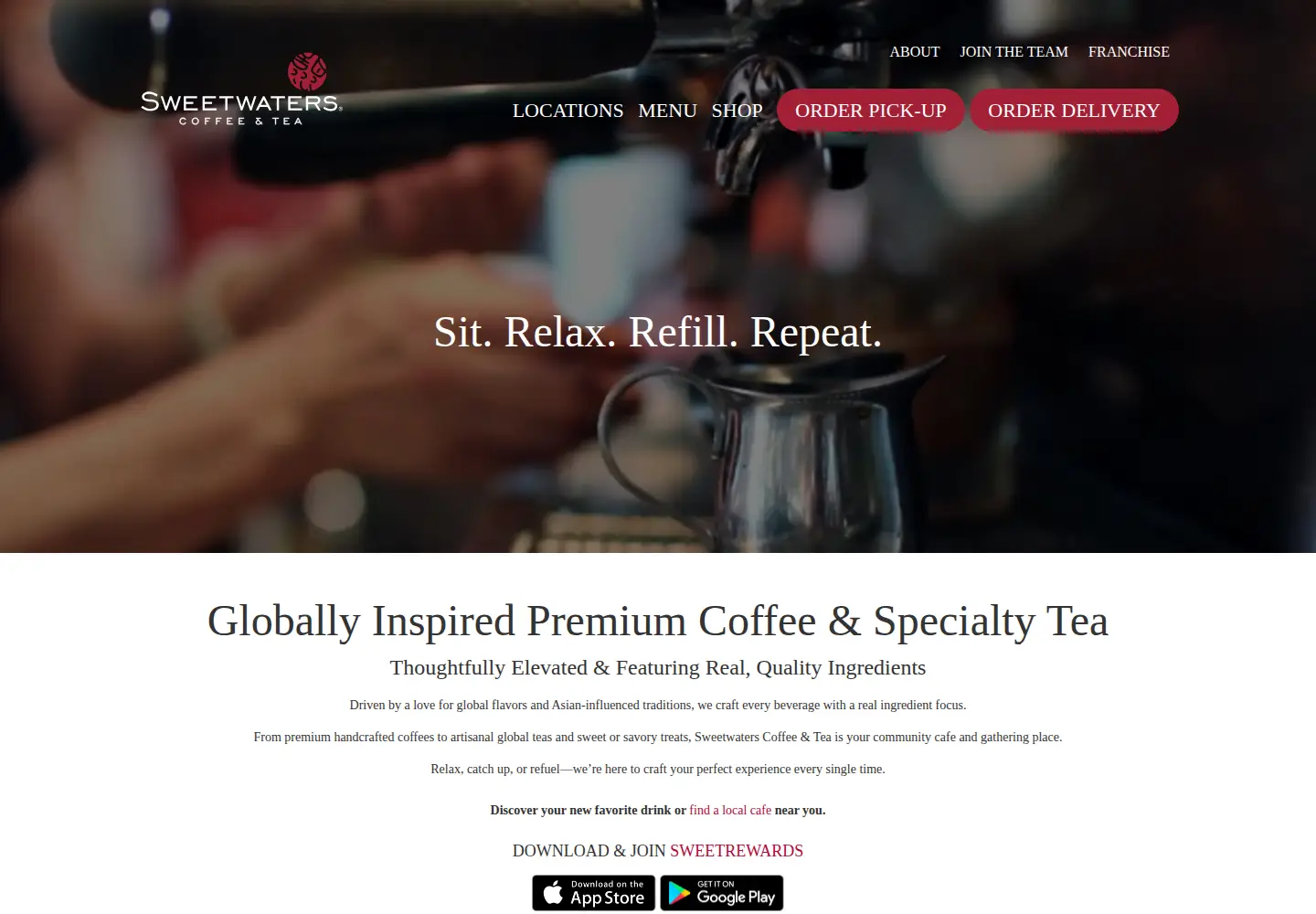 Screenshot of sweetwaterscafe.com