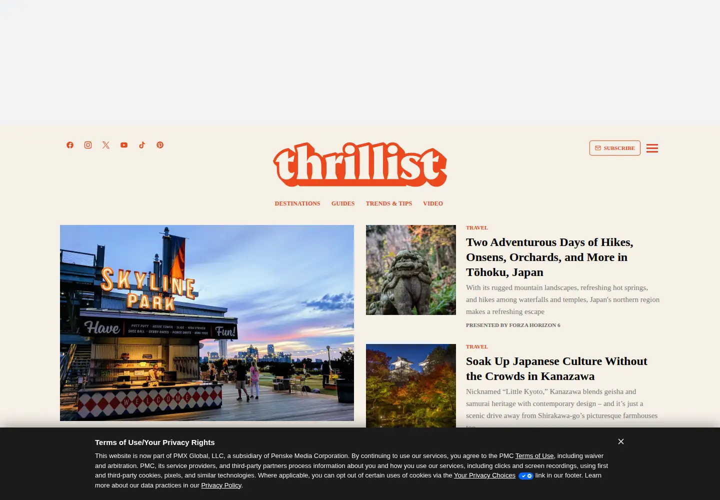 Screenshot of thrillist.com