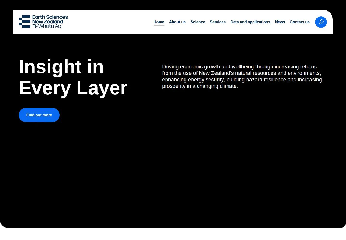Captured homepage of earthsciences.nz in the current scan