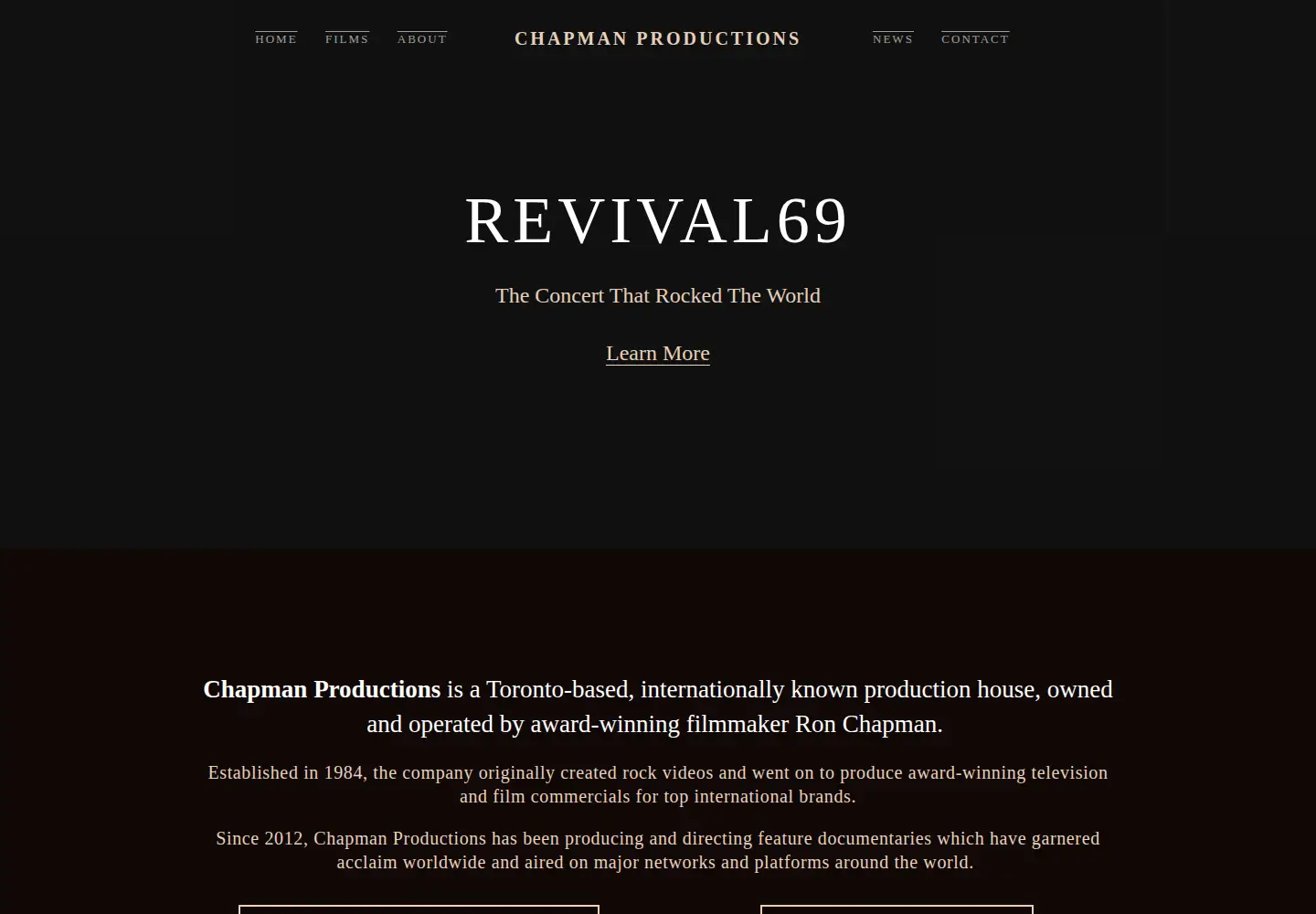 Captured homepage of chapmanproductions.ca in the current scan