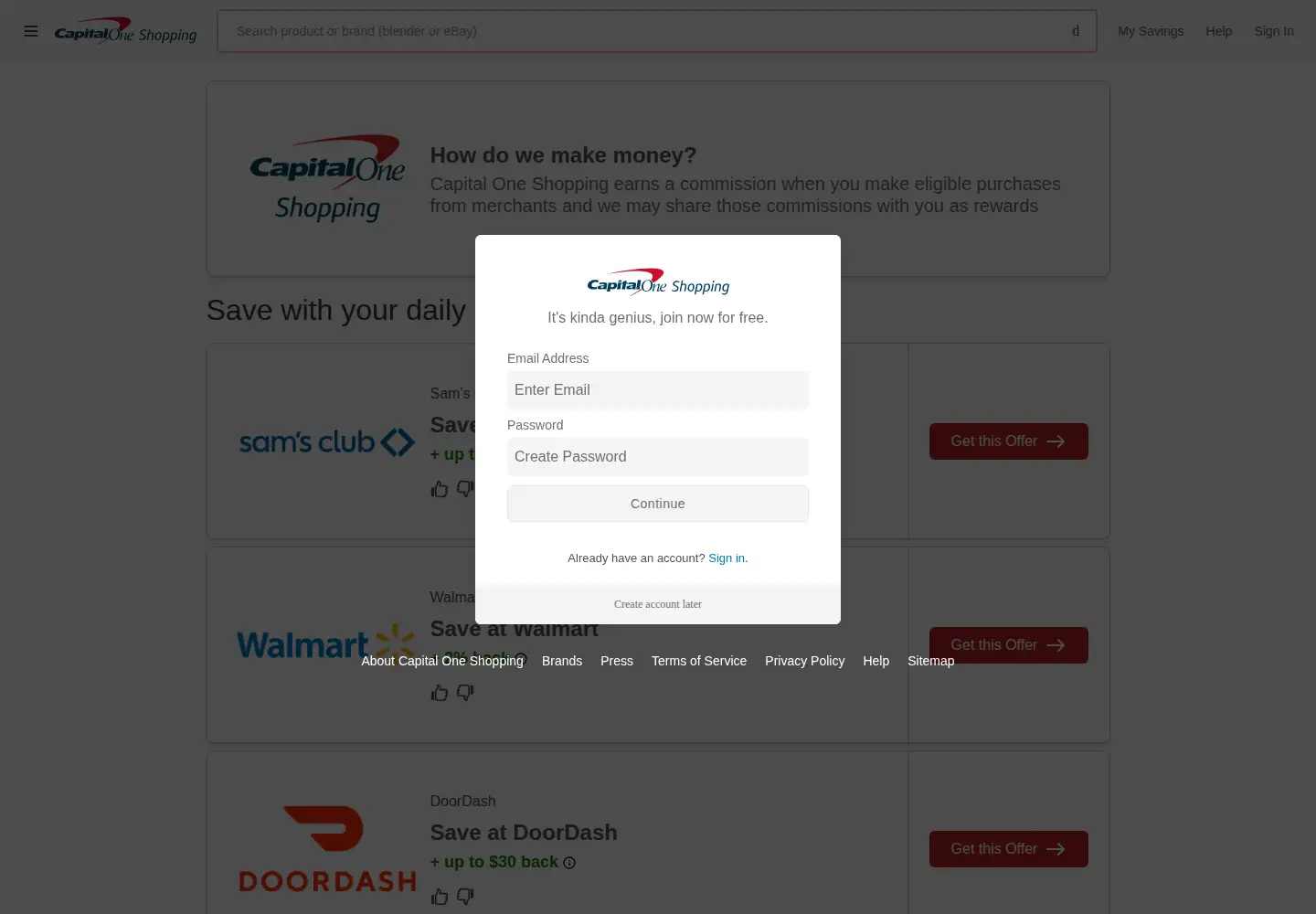 Screenshot of capitaloneshopping.com