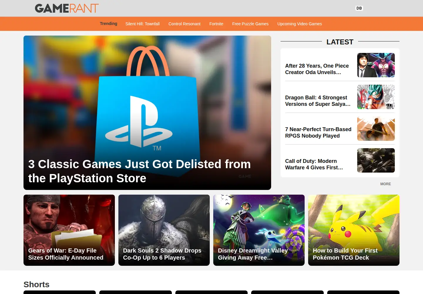 Screenshot of gamerant.com