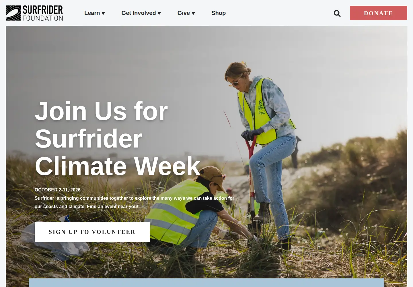 Captured homepage of surfrider.org in the current scan