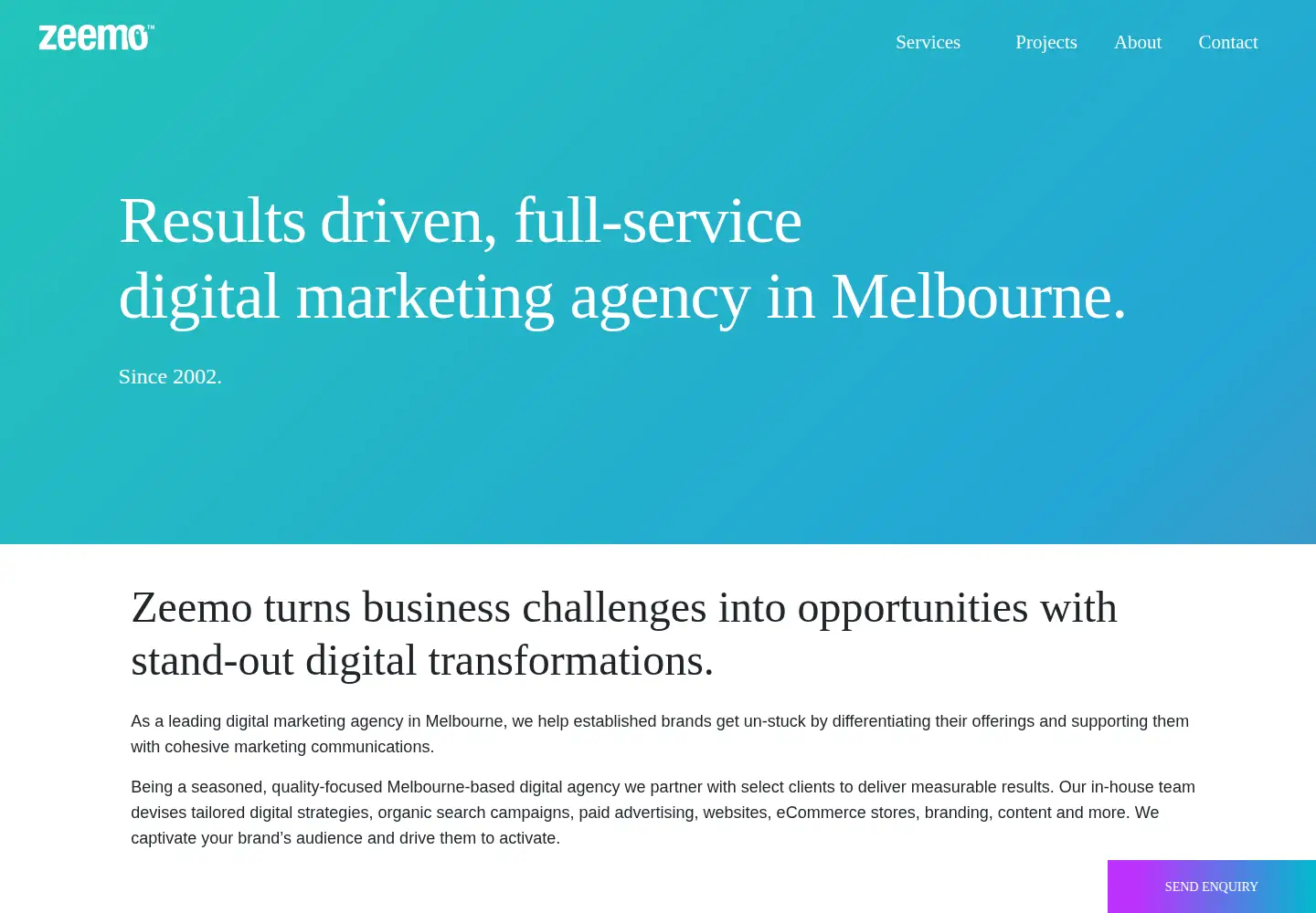 Captured homepage of zeemo.com.au in the current scan