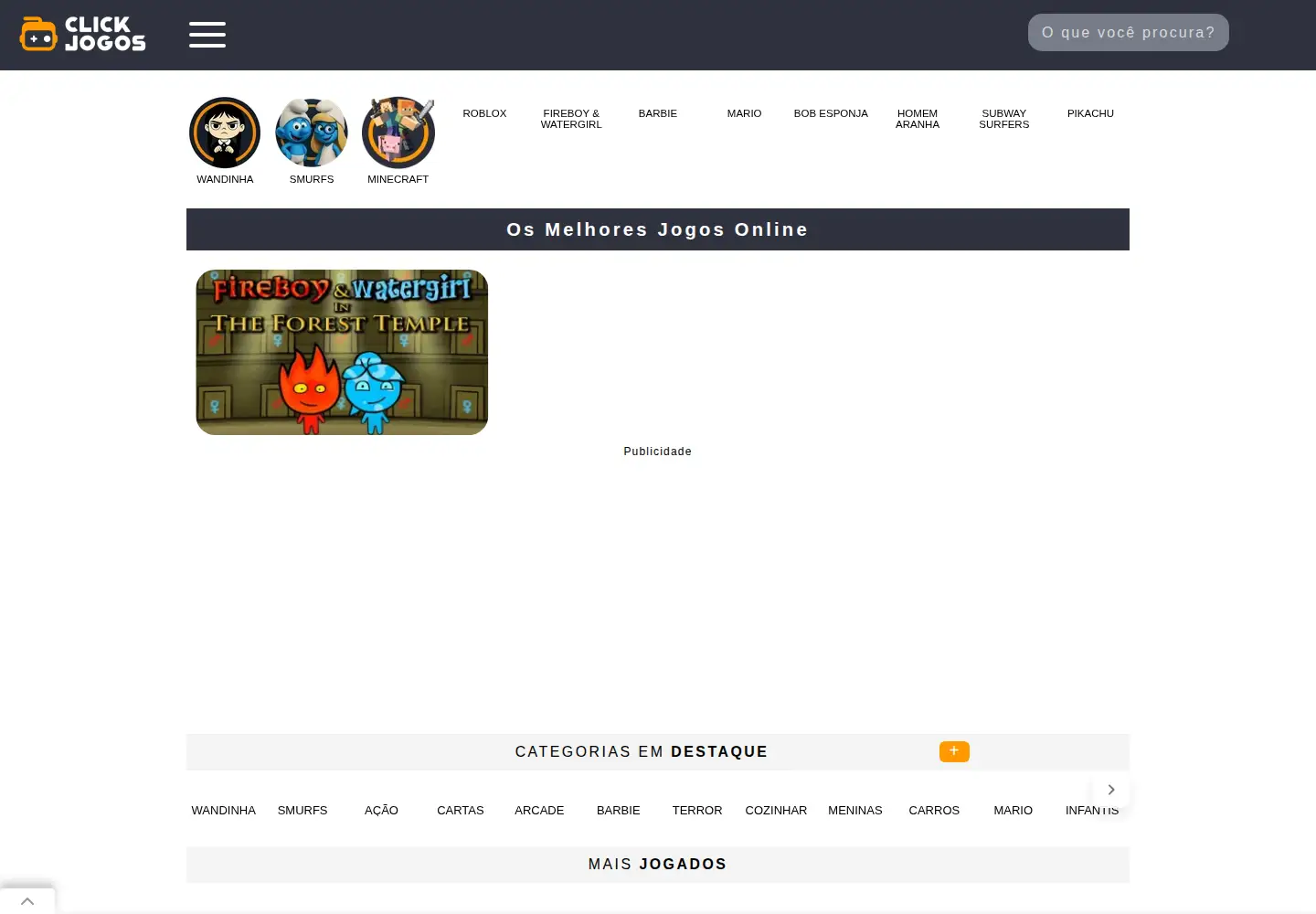 Screenshot of clickjogos.com.br