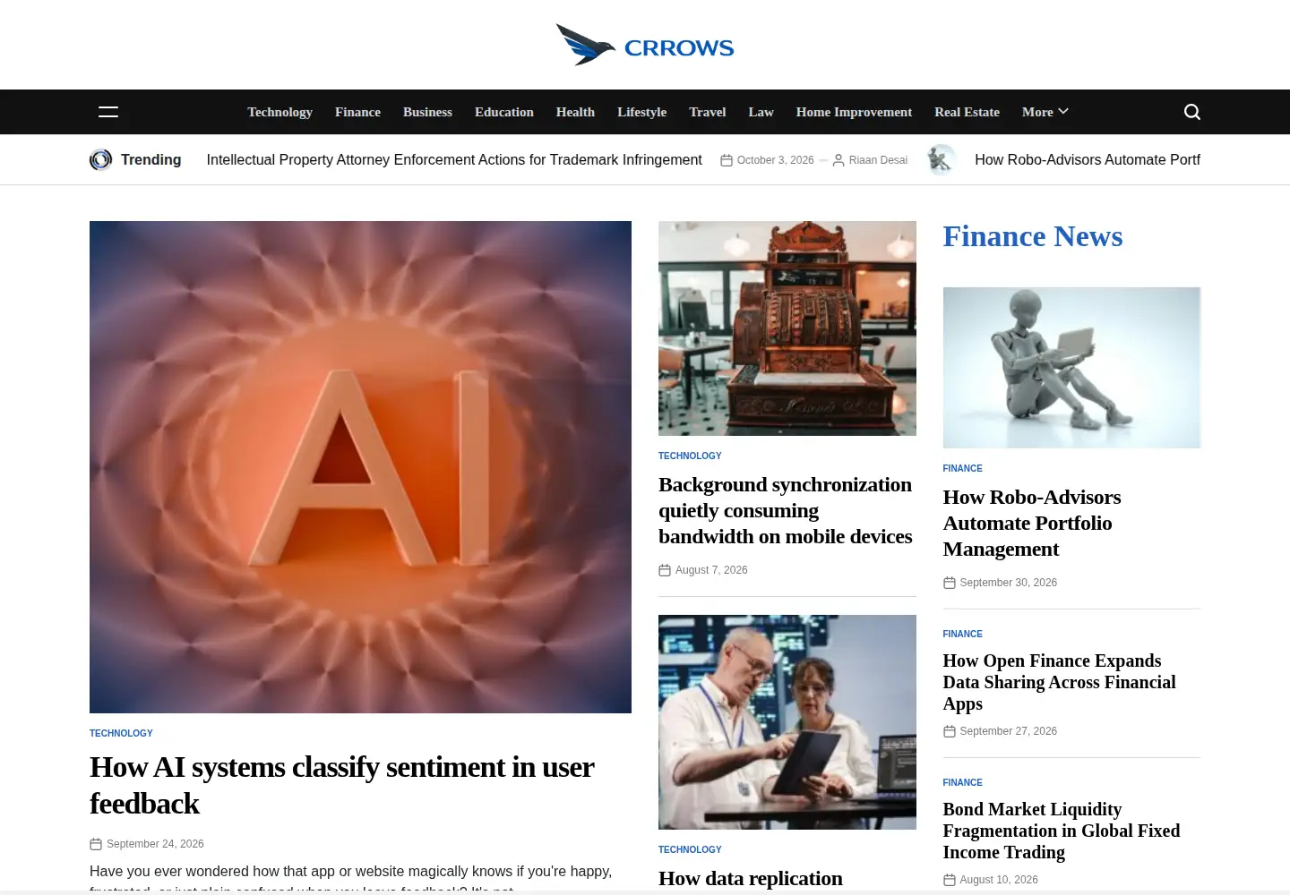 Captured homepage of crrows.com in the current scan