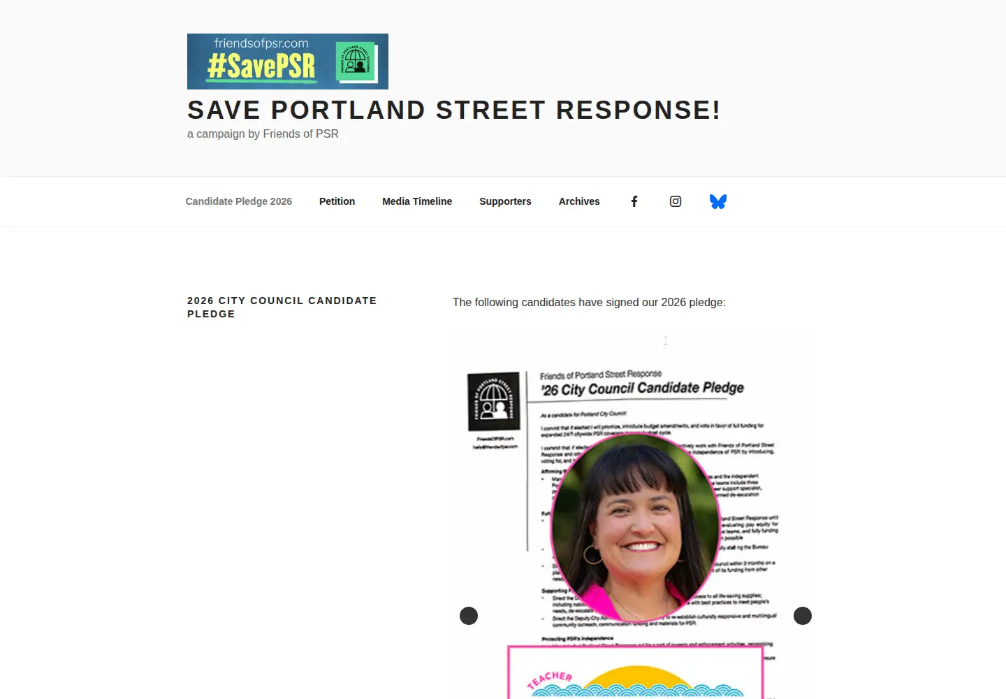 Screenshot of friendsofpsr.com