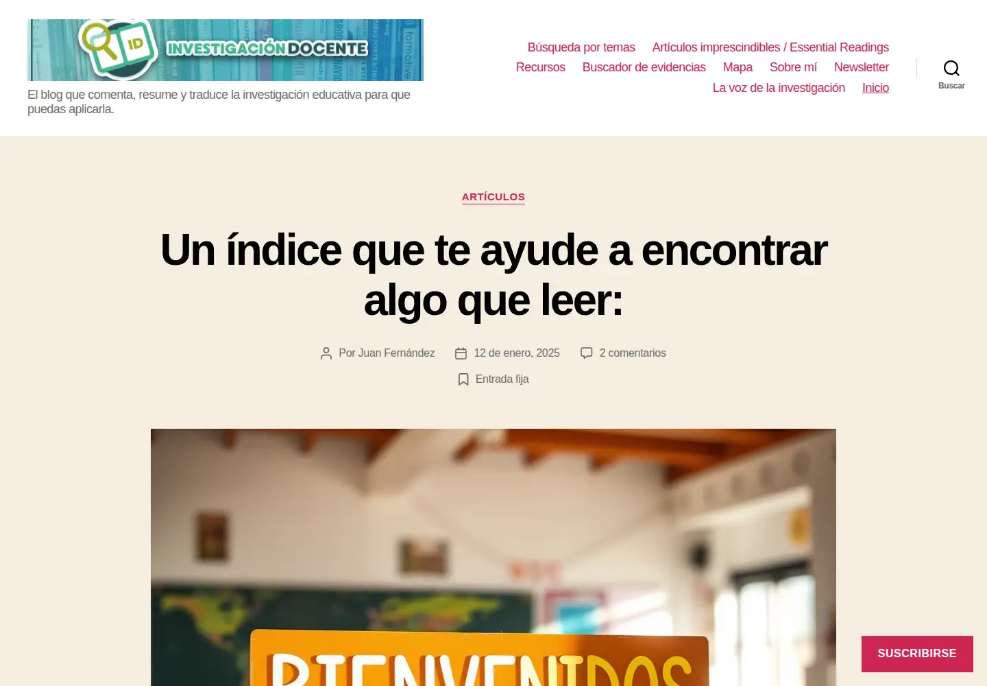 Captured homepage of investigaciondocente.com in the current scan
