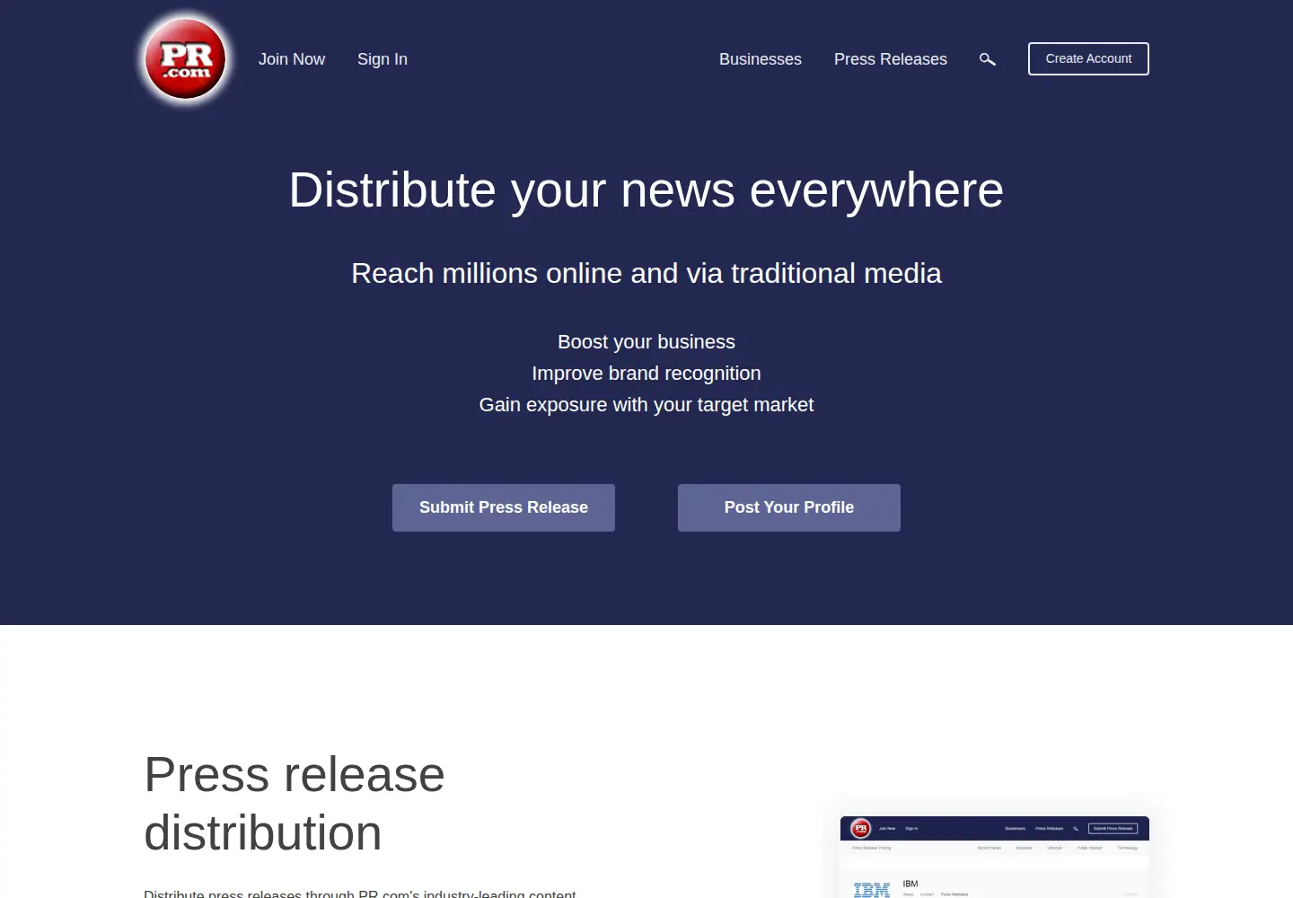 Screenshot of pr.com