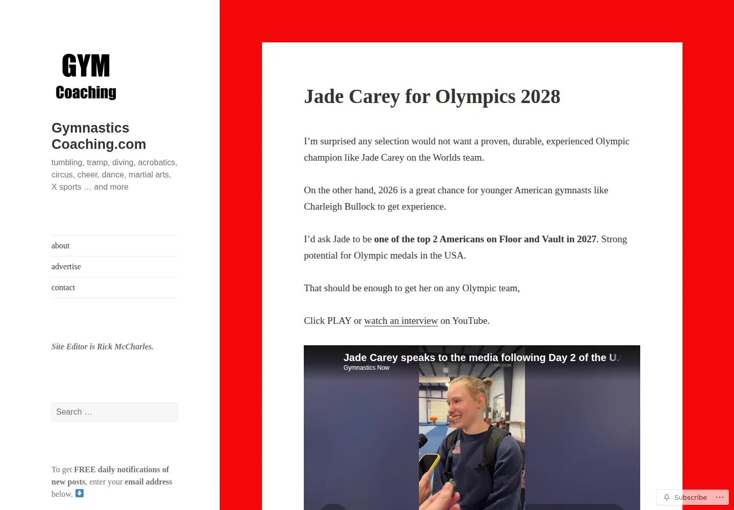 Screenshot of gymnasticscoaching.com