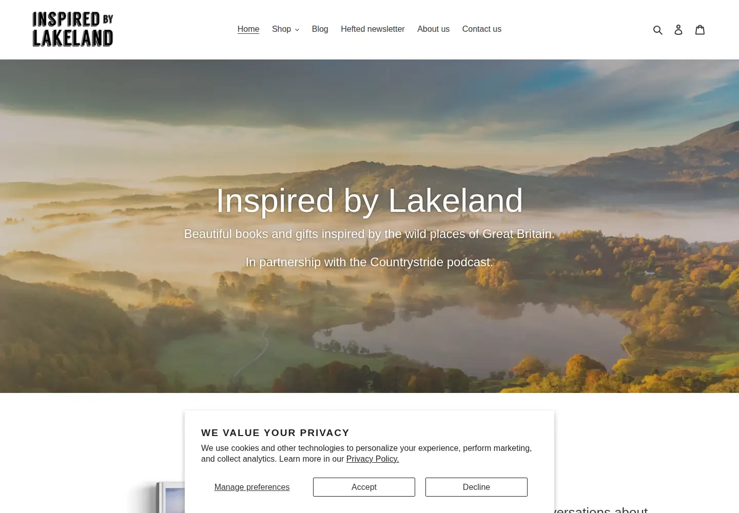 Captured homepage of inspiredbylakeland.co.uk in the current scan