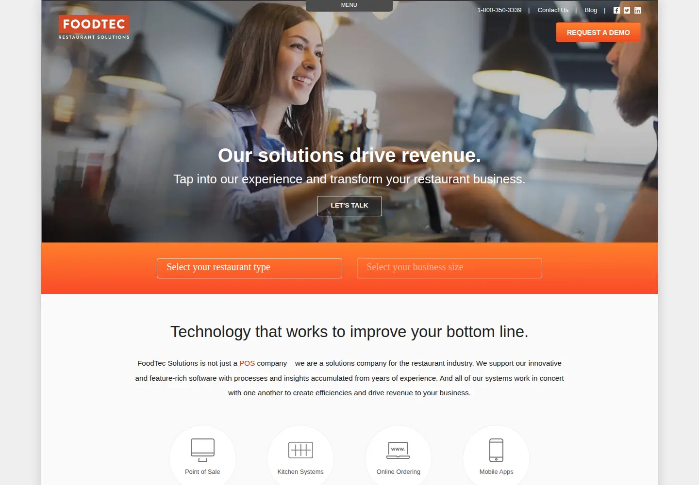Captured homepage of foodtecsolutions.com in the current scan