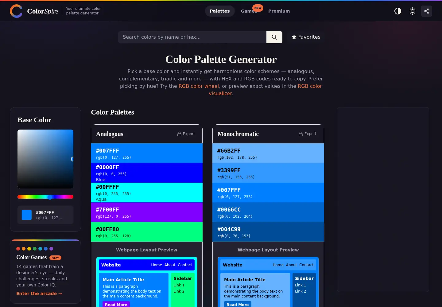 Screenshot of colorspire.com
