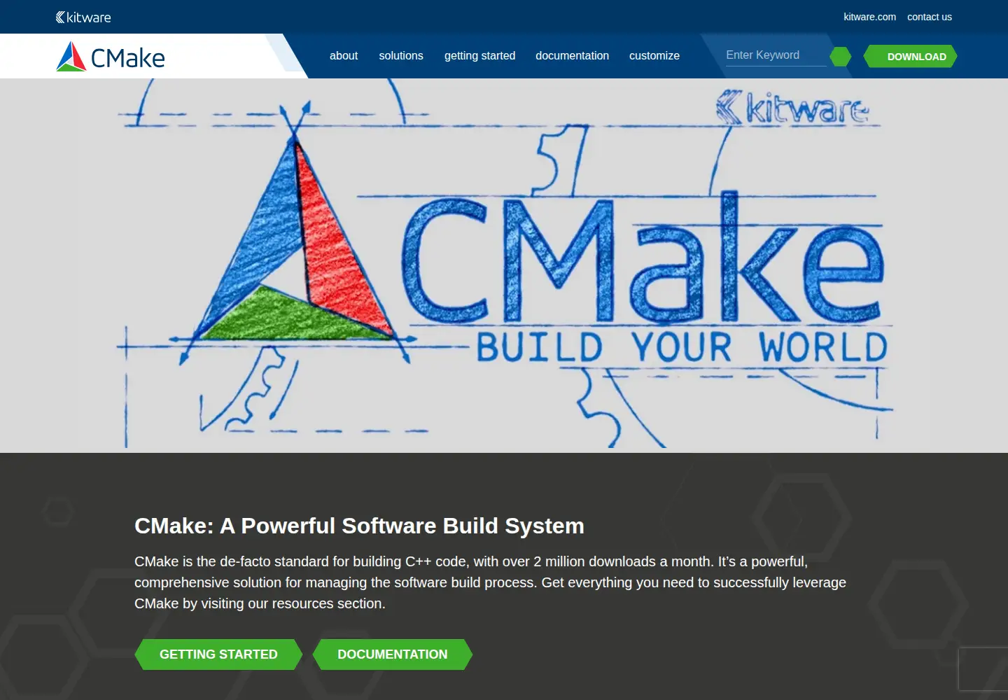 Screenshot of cmake.org