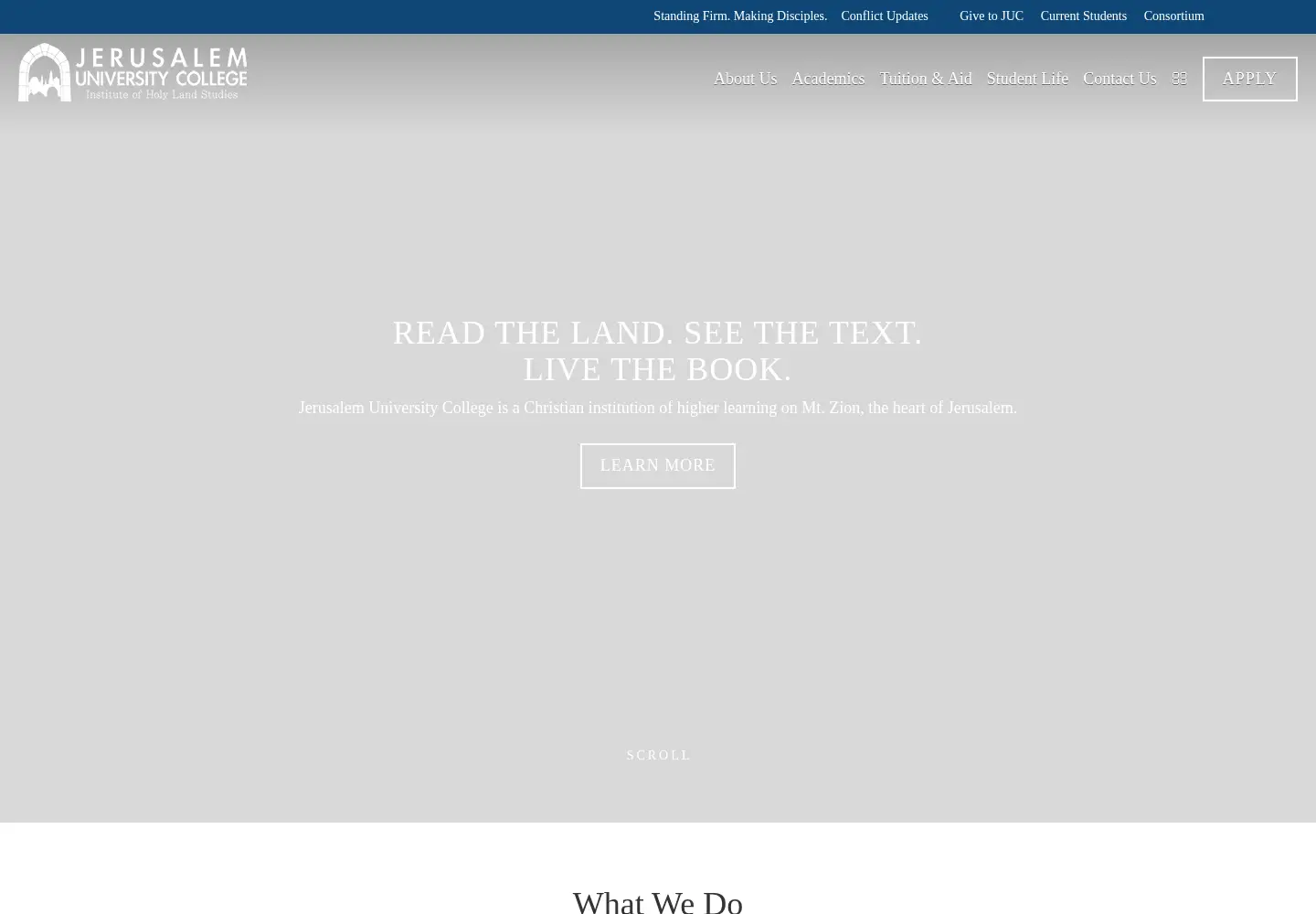 Captured homepage of juc.edu in the current scan