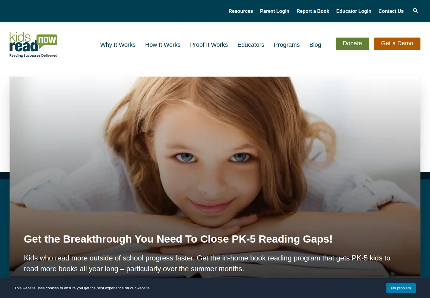 Screenshot of kidsreadnow.org