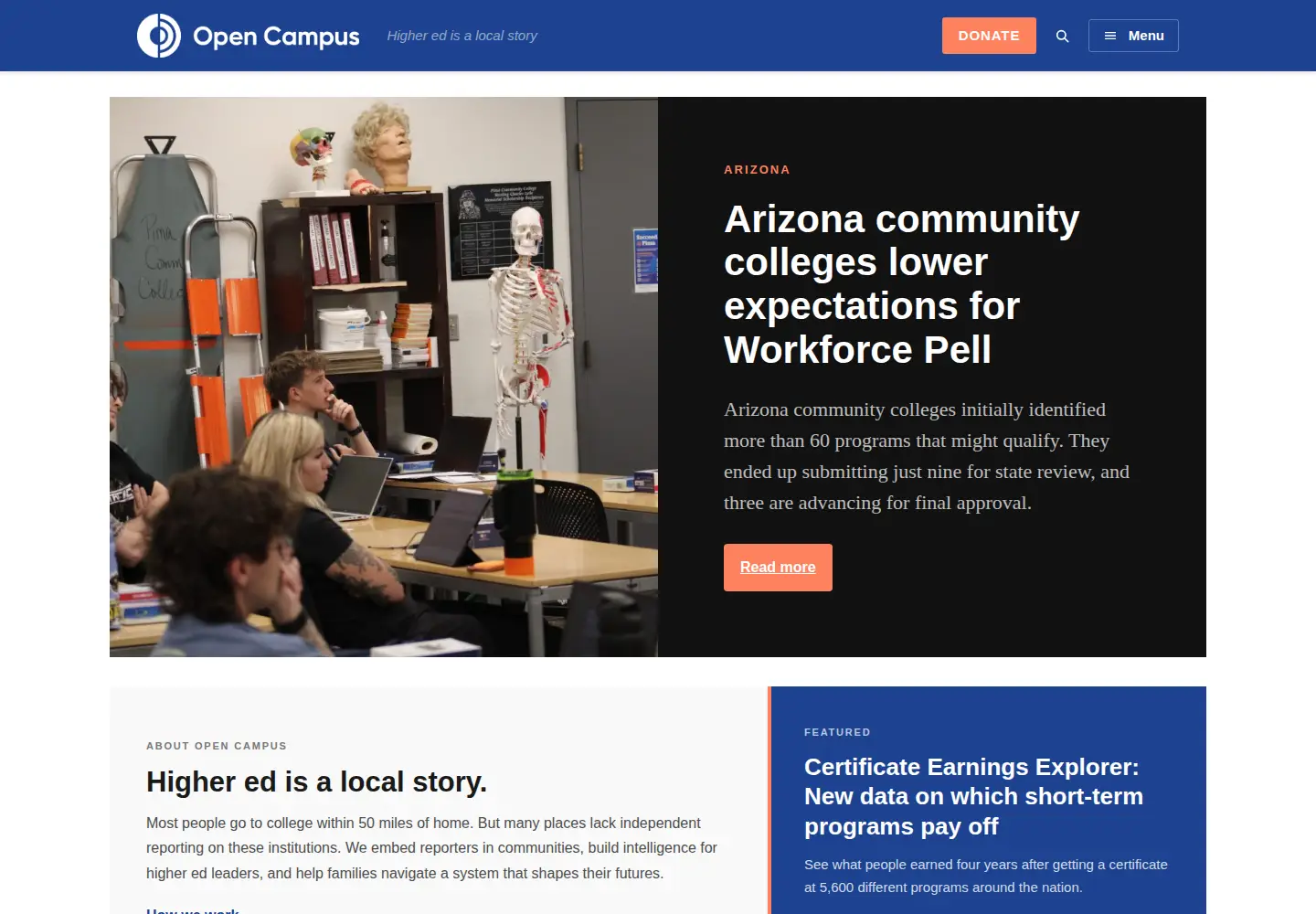 Screenshot of opencampusmedia.org