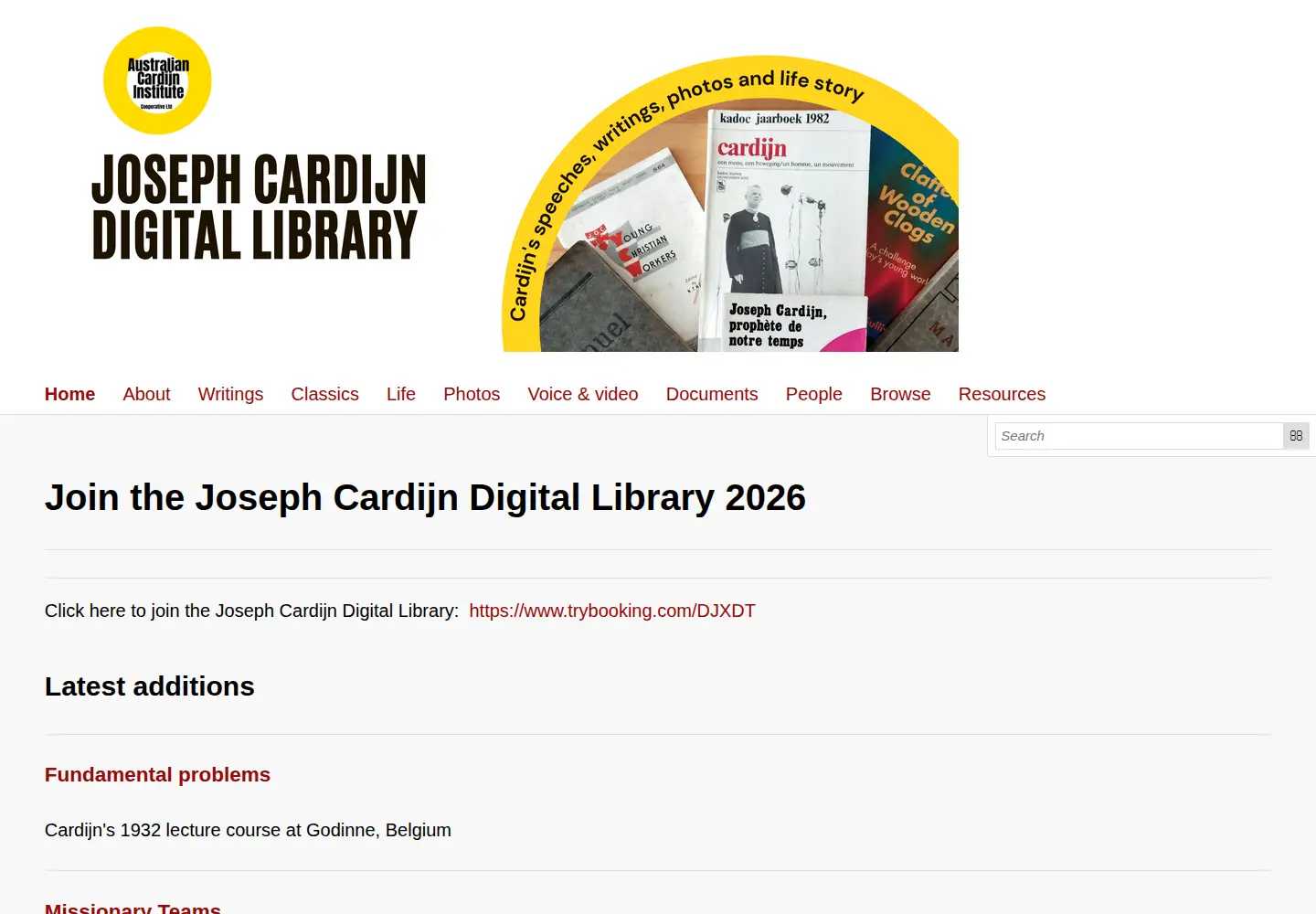 Screenshot of josephcardijn.com