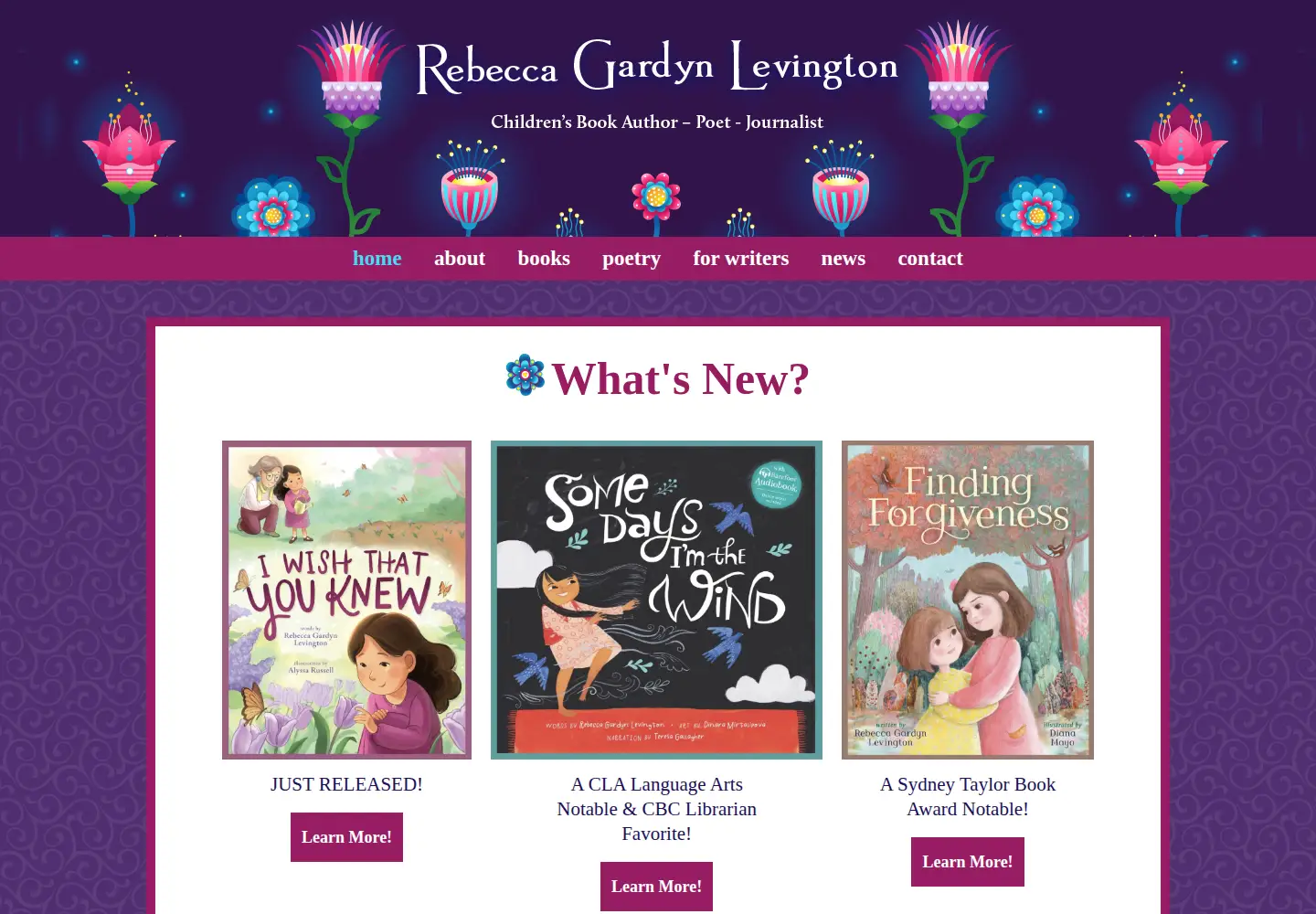 Captured homepage of rebeccagardynlevington.com in the current scan