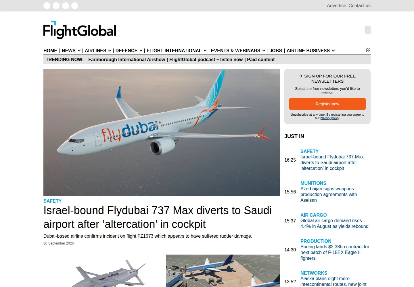 Screenshot of flightglobal.com