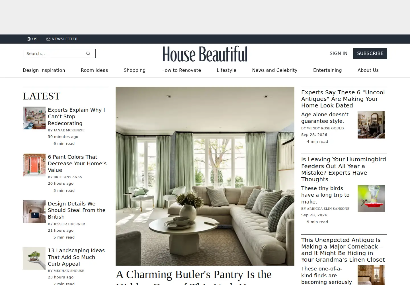 Screenshot of housebeautiful.com