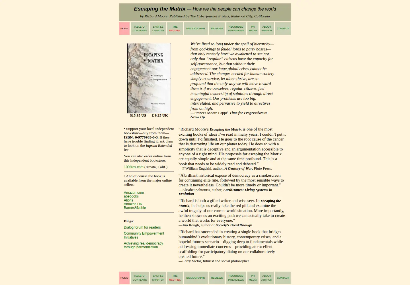 Screenshot of escapingthematrix.org