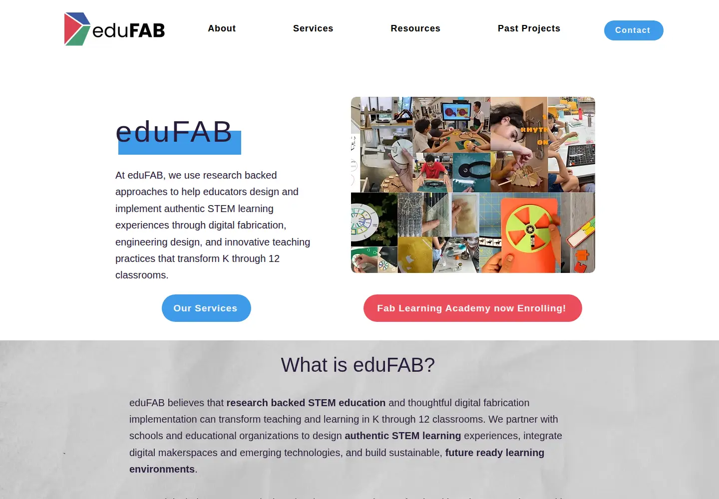 Captured homepage of edufab.org in the current scan