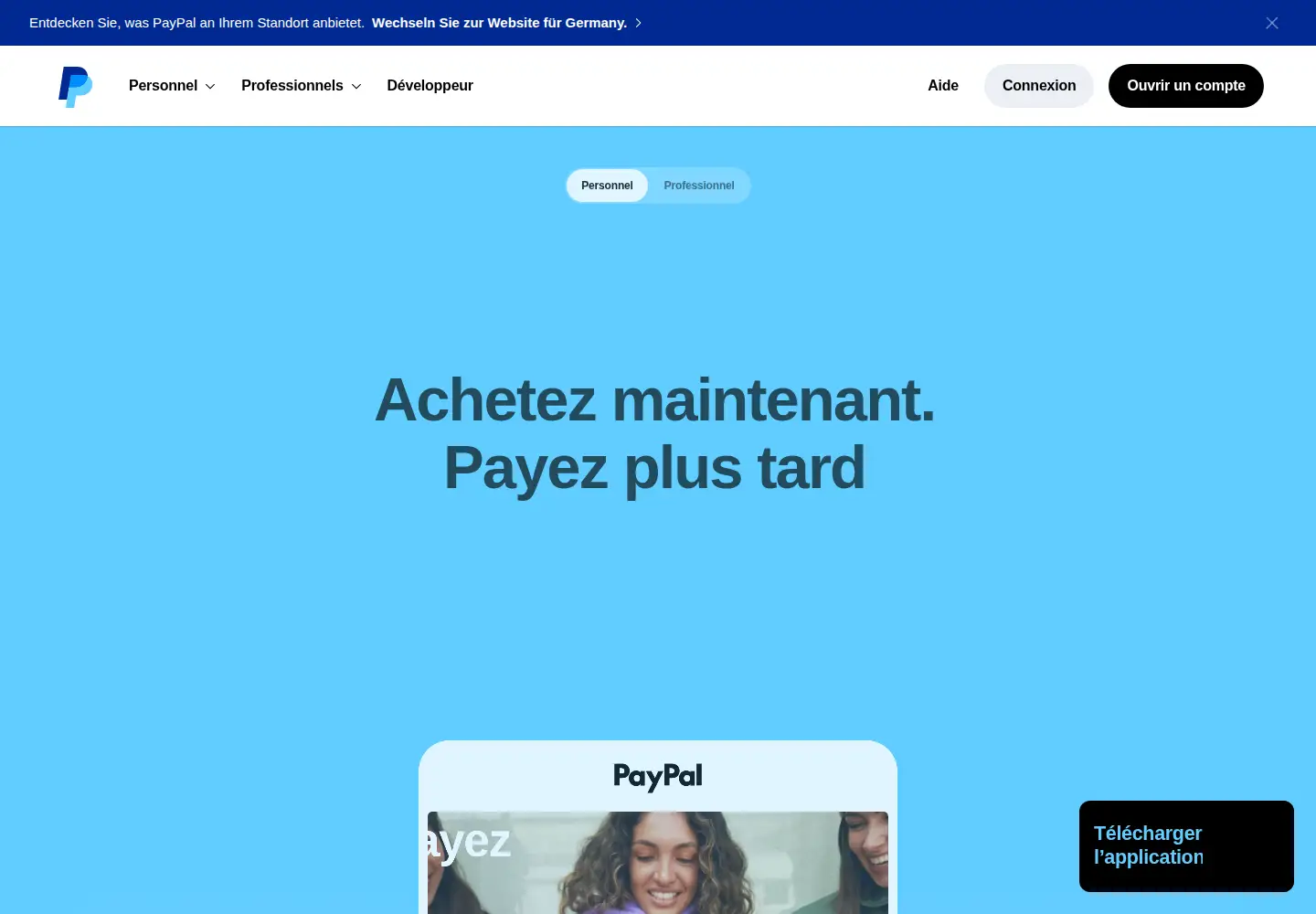 Screenshot of paypal.com