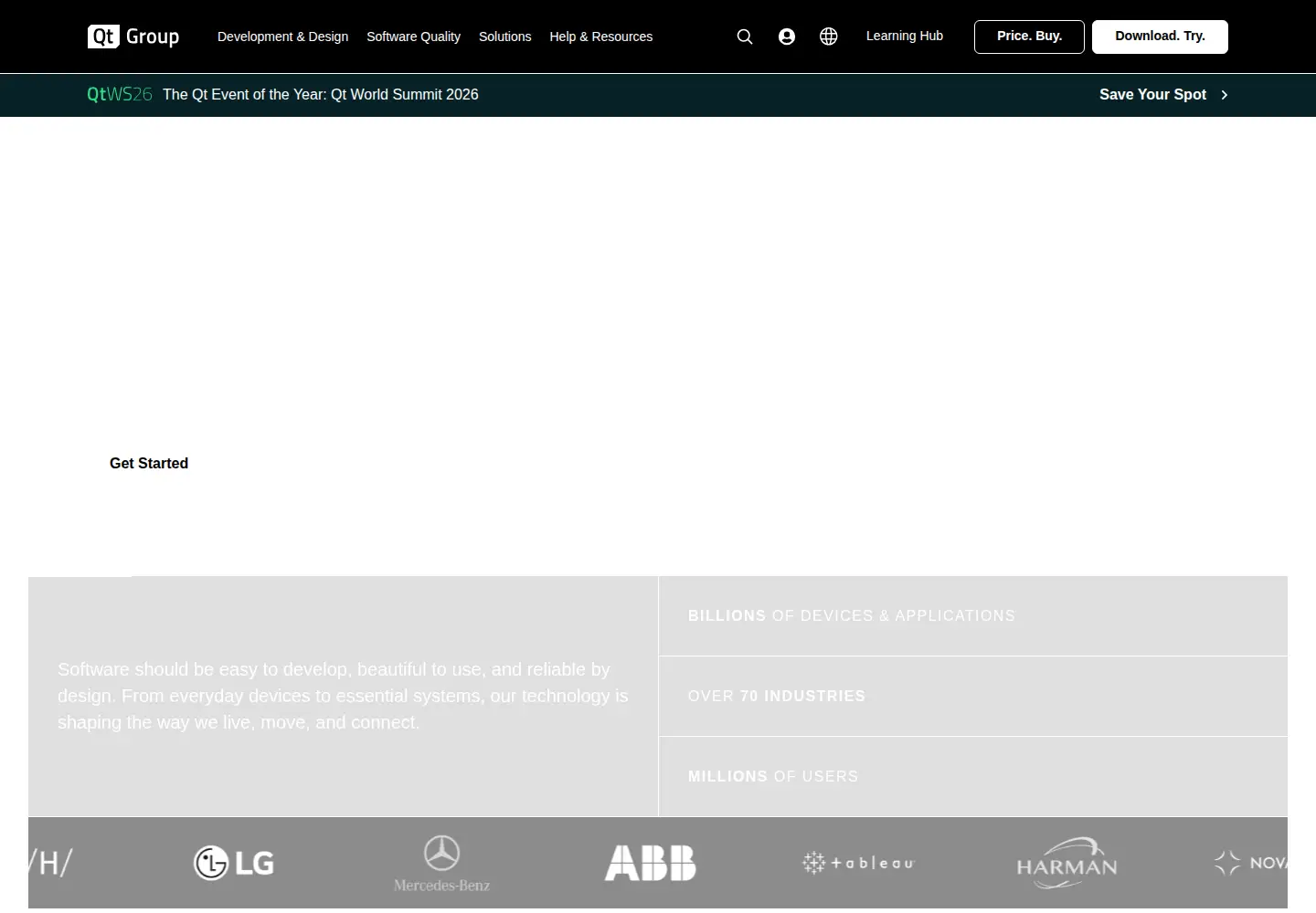 Screenshot of qt.io