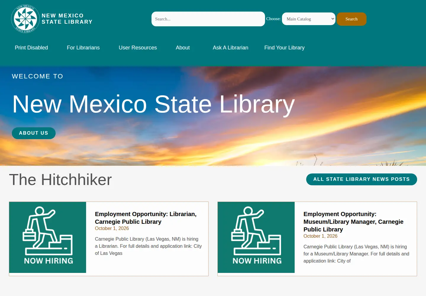Screenshot of nmstatelibrary.org