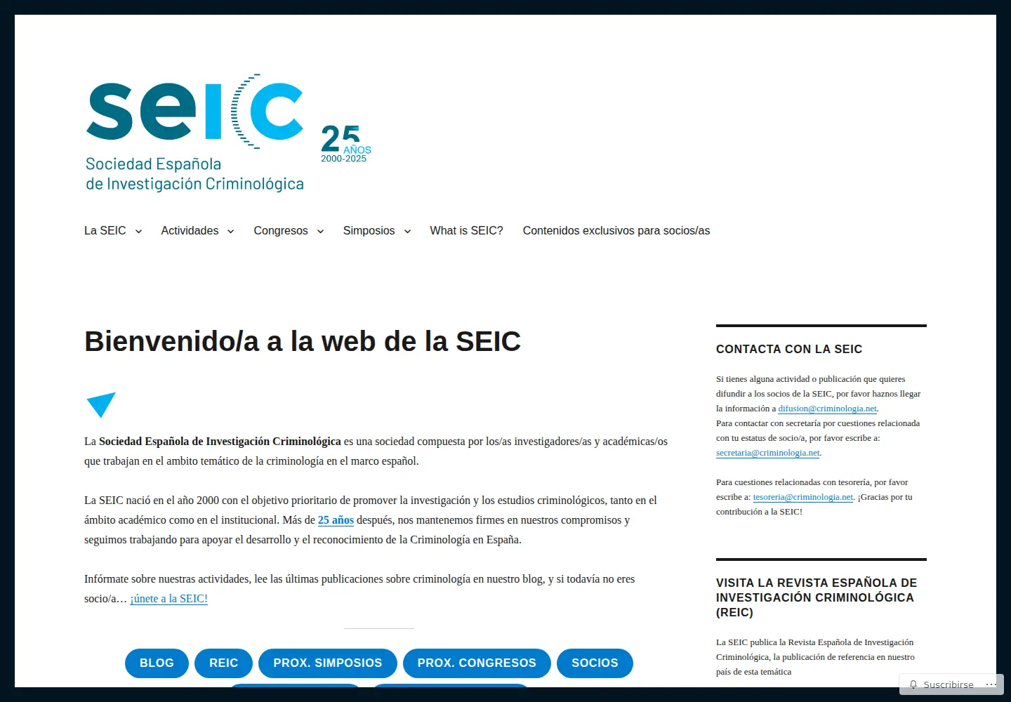 Captured homepage of criminologia.net in the current scan
