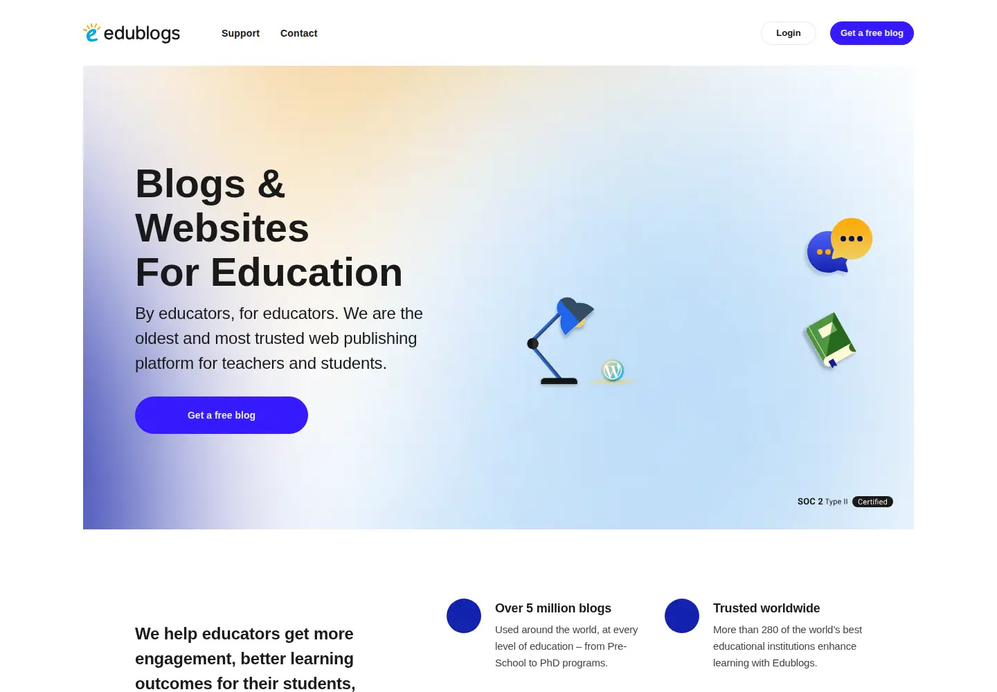 Screenshot of edublogs.org
