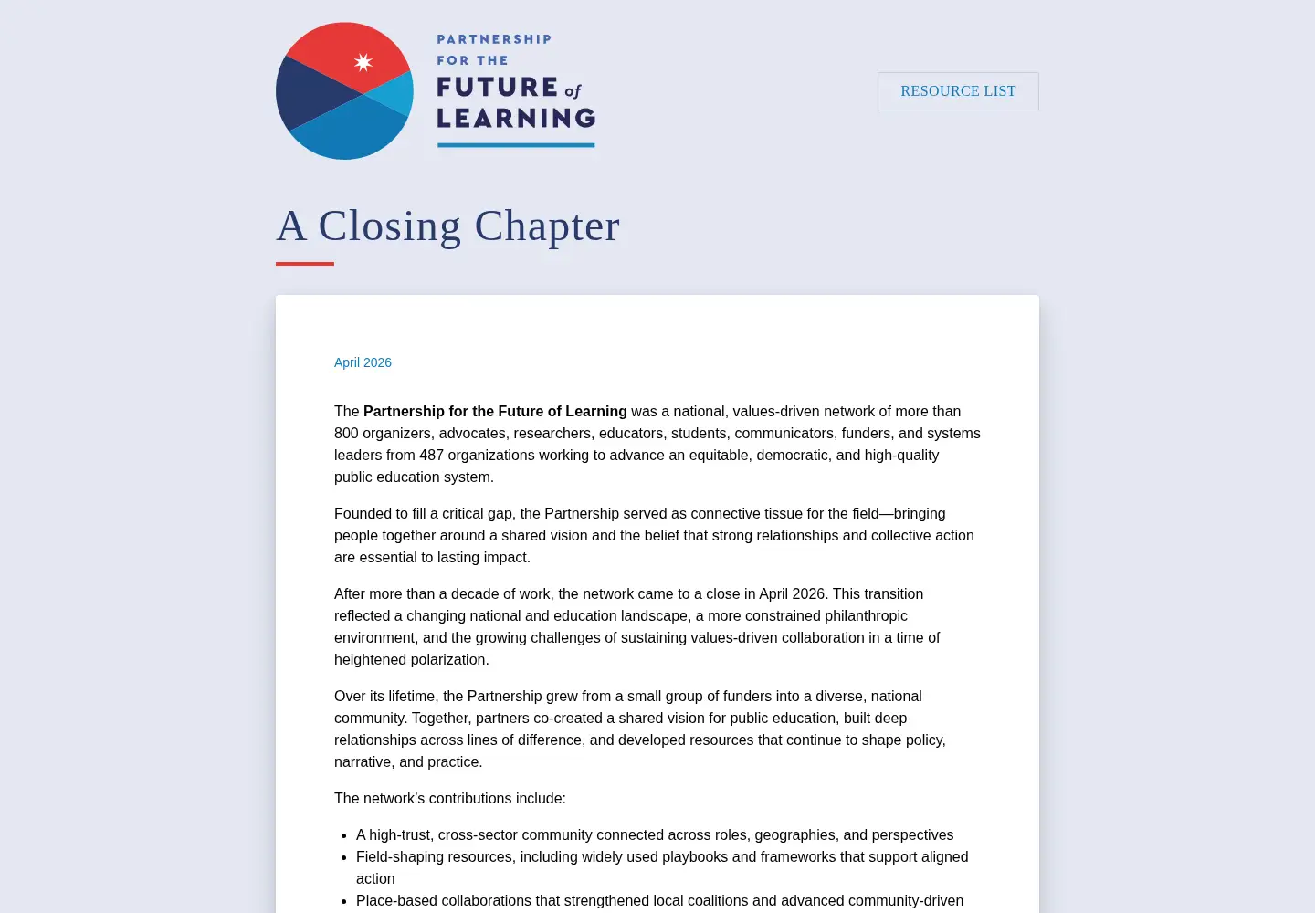 Screenshot of futureforlearning.org