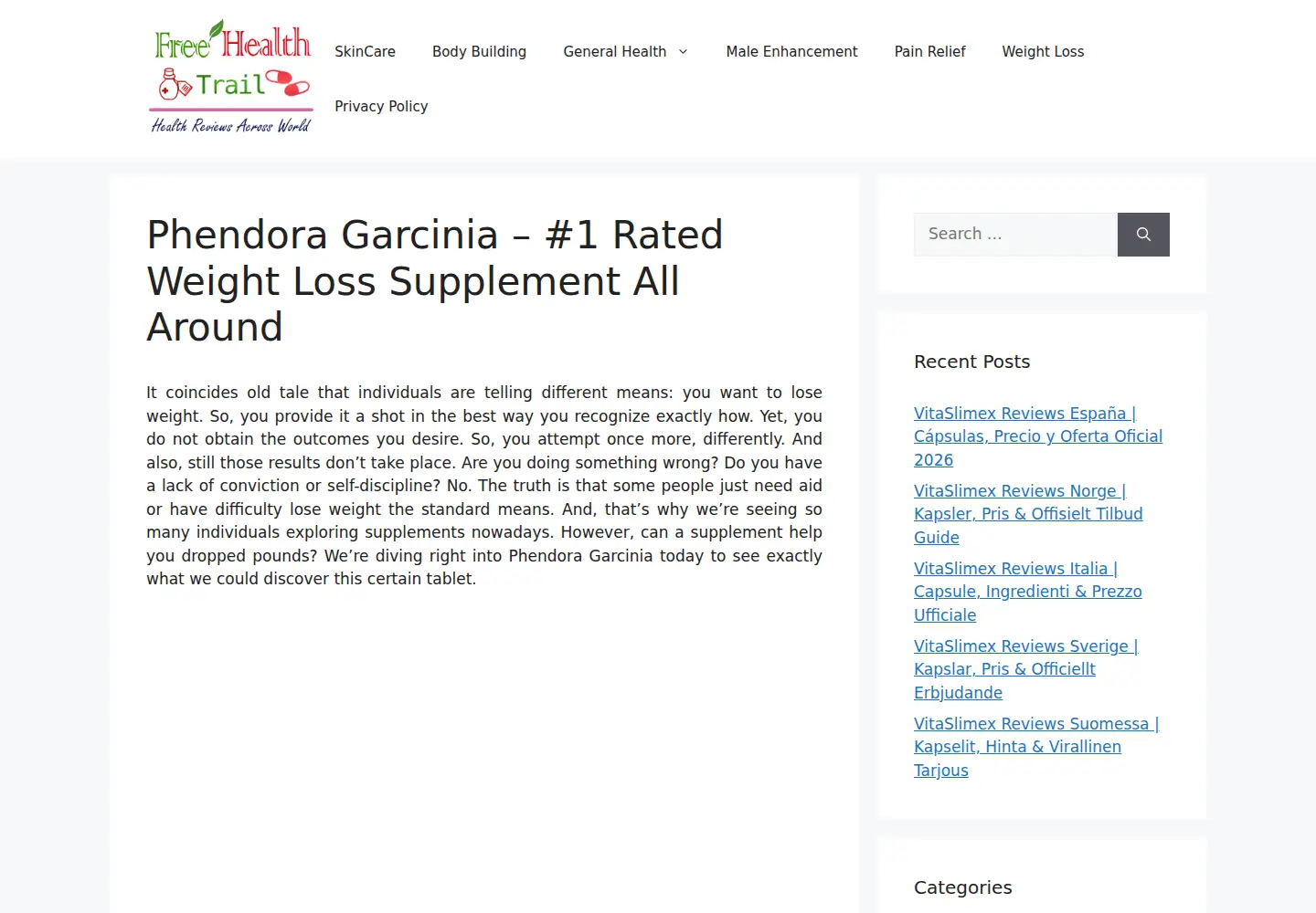 Captured homepage of freetrailhealth.com in the current scan