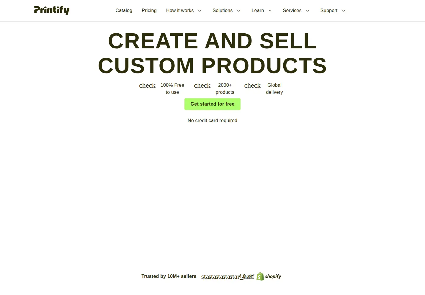 Screenshot of printify.com
