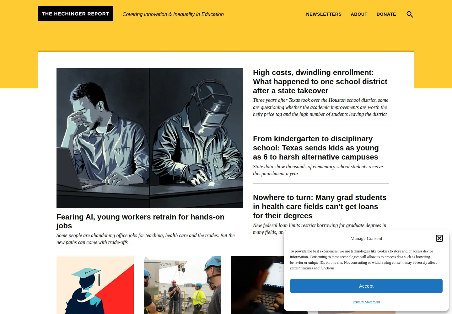 Screenshot of hechingerreport.org