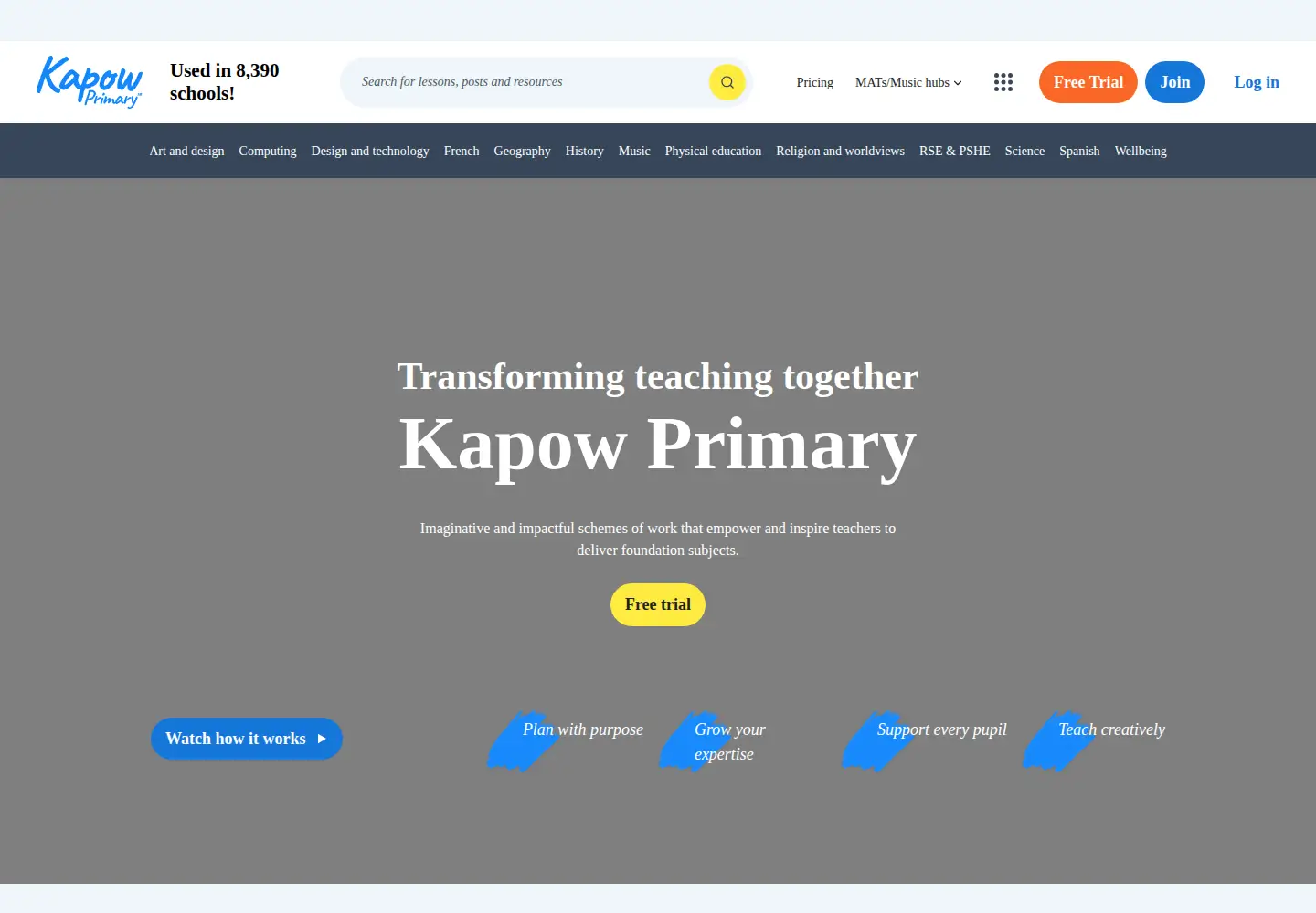Captured homepage of kapowprimary.com in the current scan