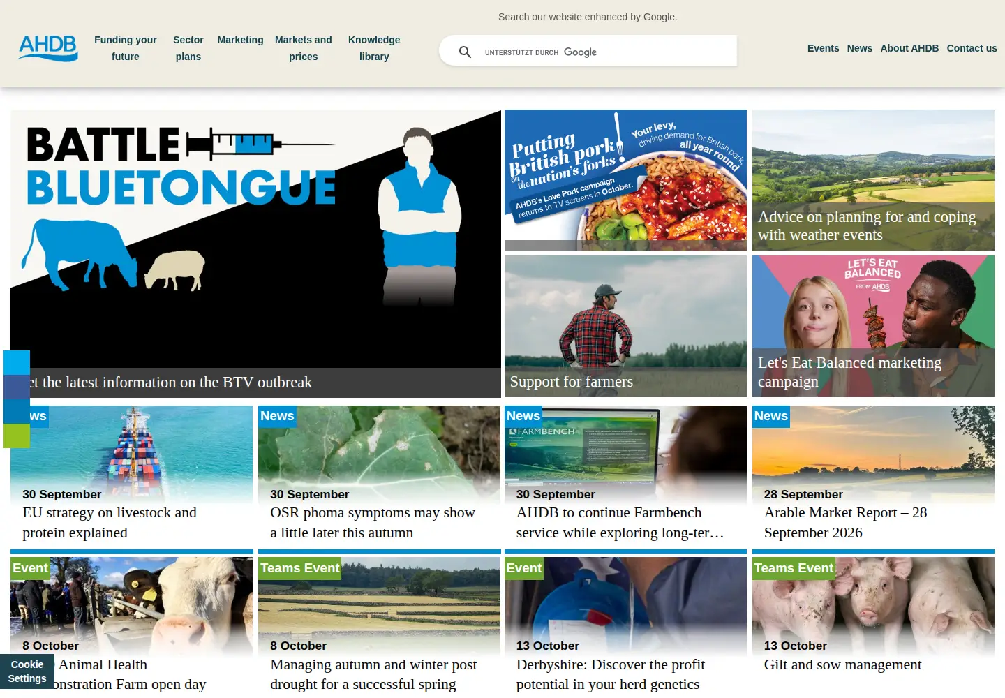 Screenshot of ahdb.org.uk