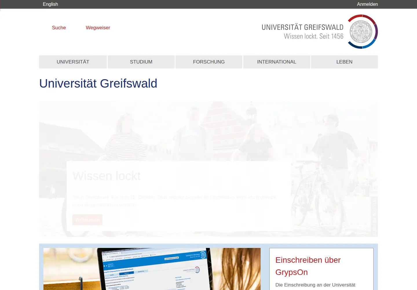 Screenshot of uni-greifswald.de
