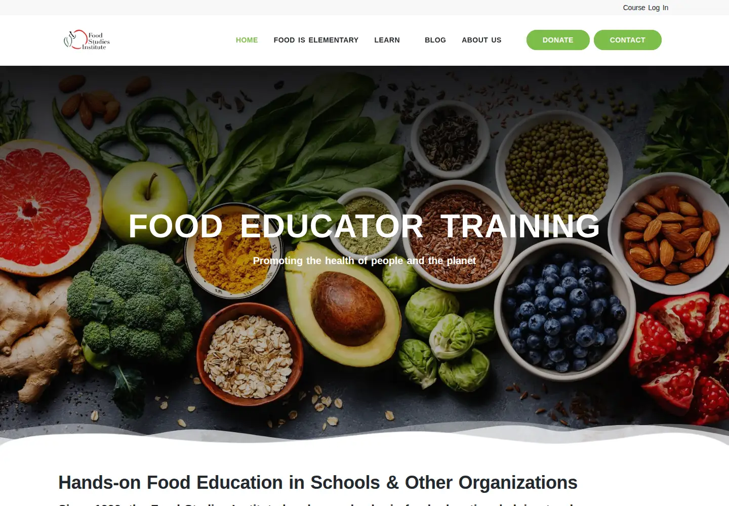 Captured homepage of foodstudies.org in the current scan