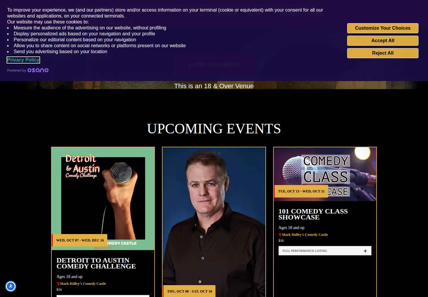 Screenshot of comedycastle.com
