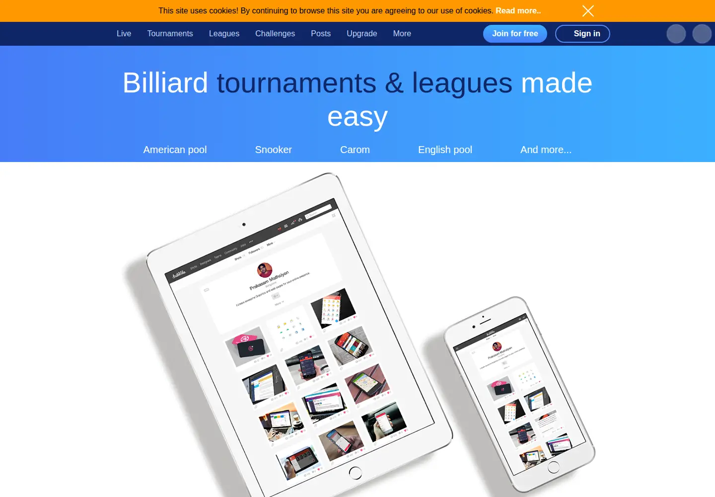 Captured homepage of cuescore.com in the current scan