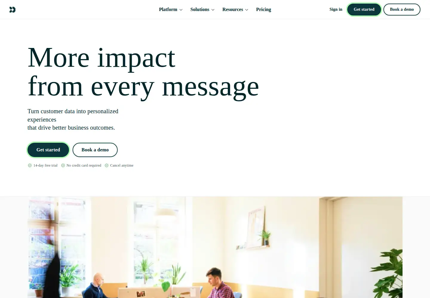 Screenshot of customer.io