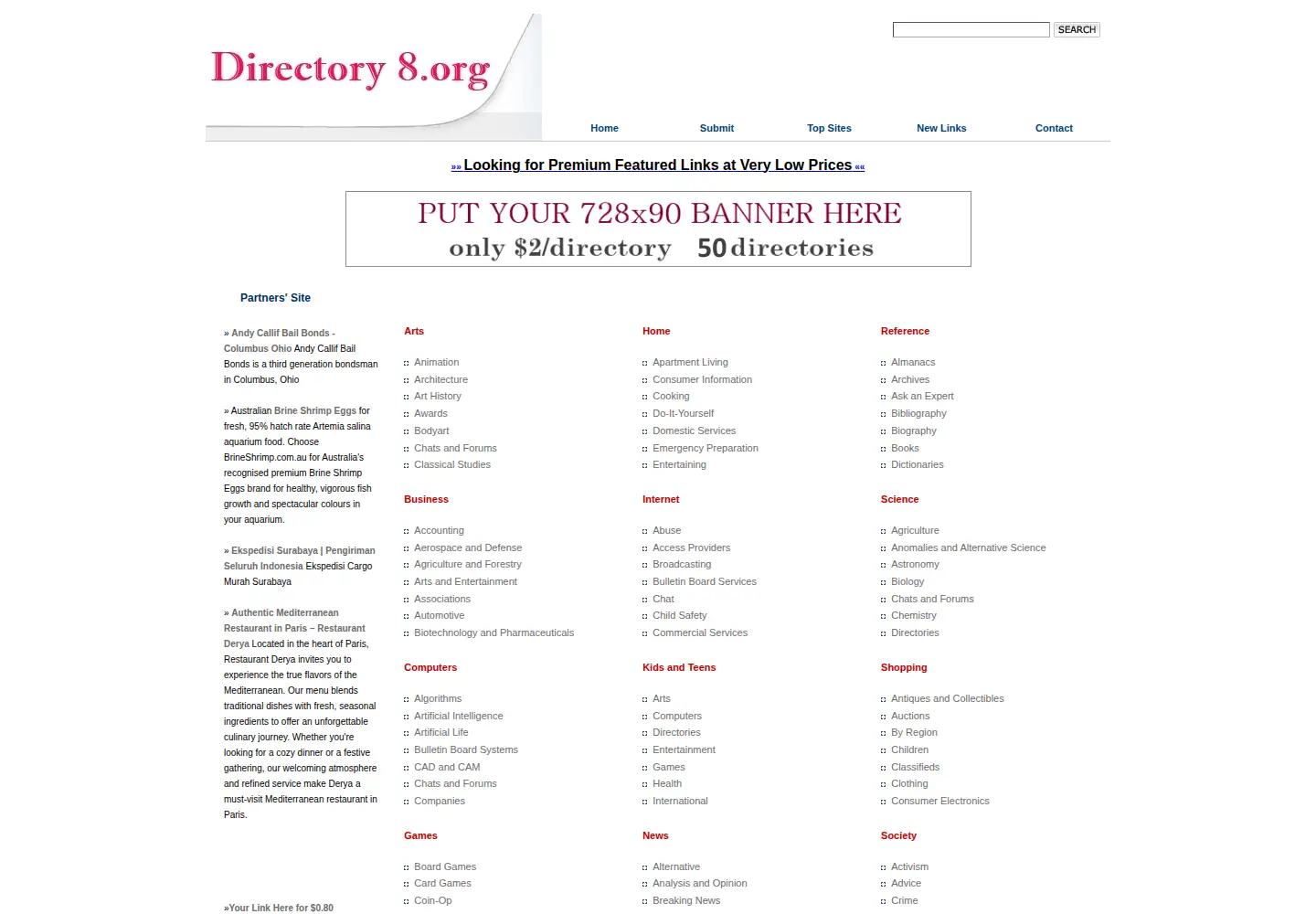 Captured homepage of directory8.org in the current scan