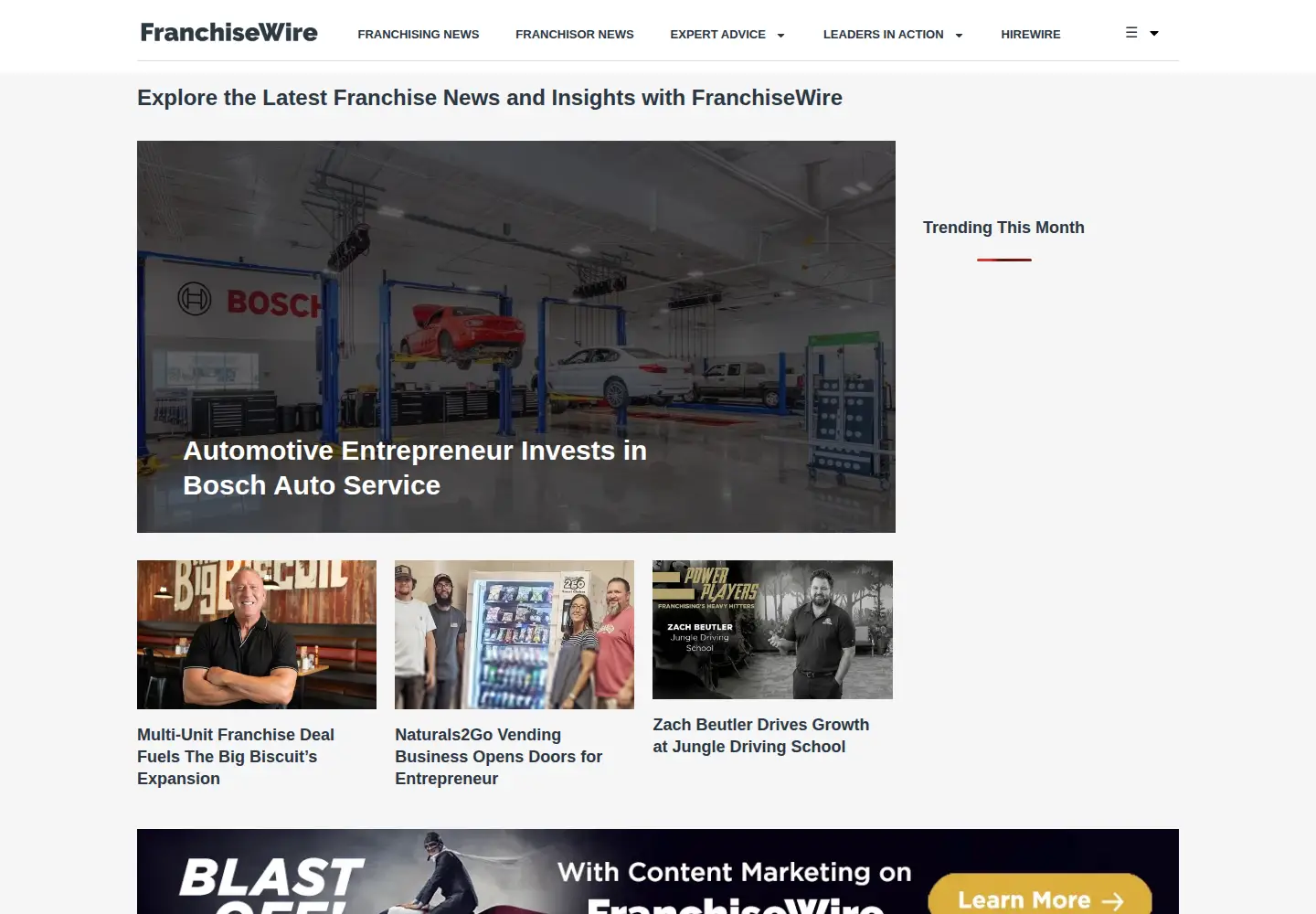 Captured homepage of franchisewire.com in the current scan