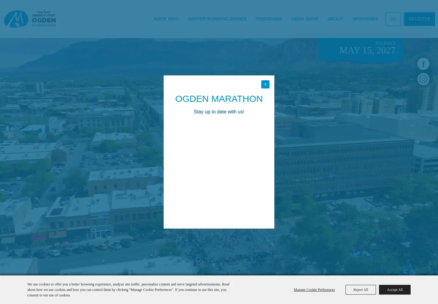 Captured homepage of ogdenmarathon.com in the current scan