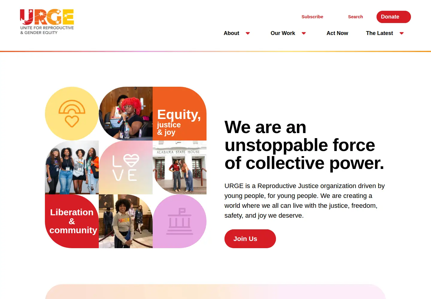 Captured homepage of urge.org in the current scan