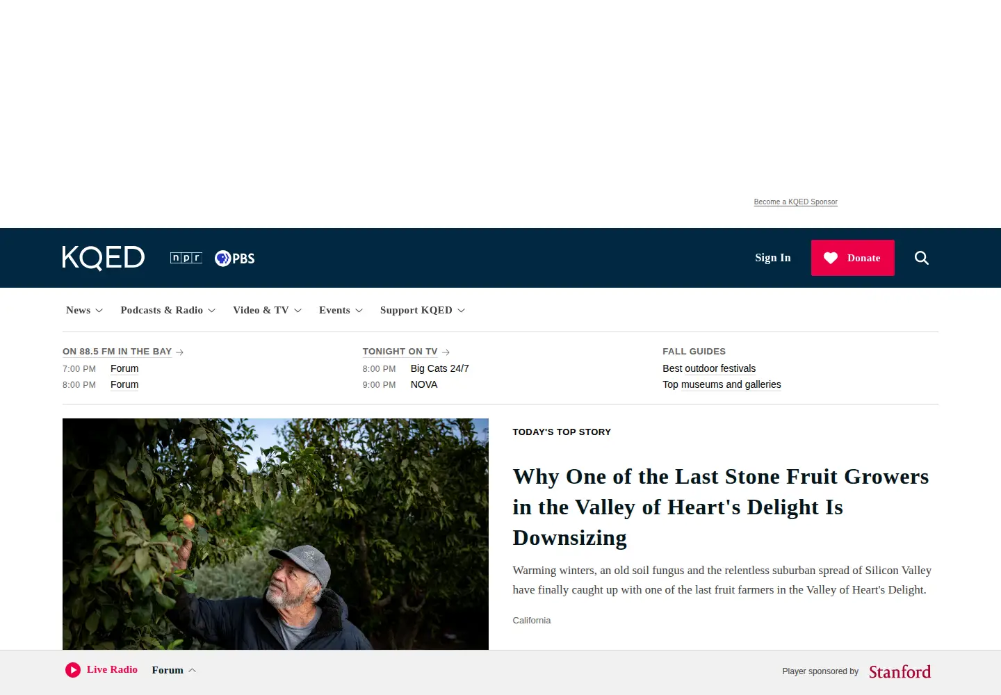 Screenshot of kqed.org