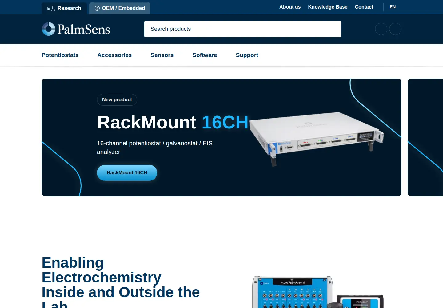 Captured homepage of palmsens.com in the current scan